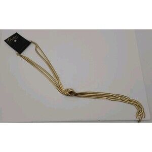 Thalia Sodi Gold Tone Herringbone Knotted Statement Necklace 21" New